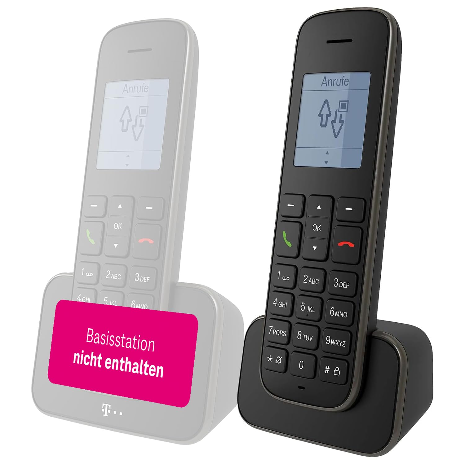 Telekom Sinus 207 Erweiterungspack I Zusatz-Mobilteil mit Ladeschale, schwarz I Betrieb nur mit vorhandener Sinus 207 / A207 Basisstation