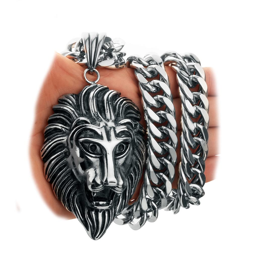 Tiasriheavy Mens Lion Pendant 100 Stainless Steel Jewelry High