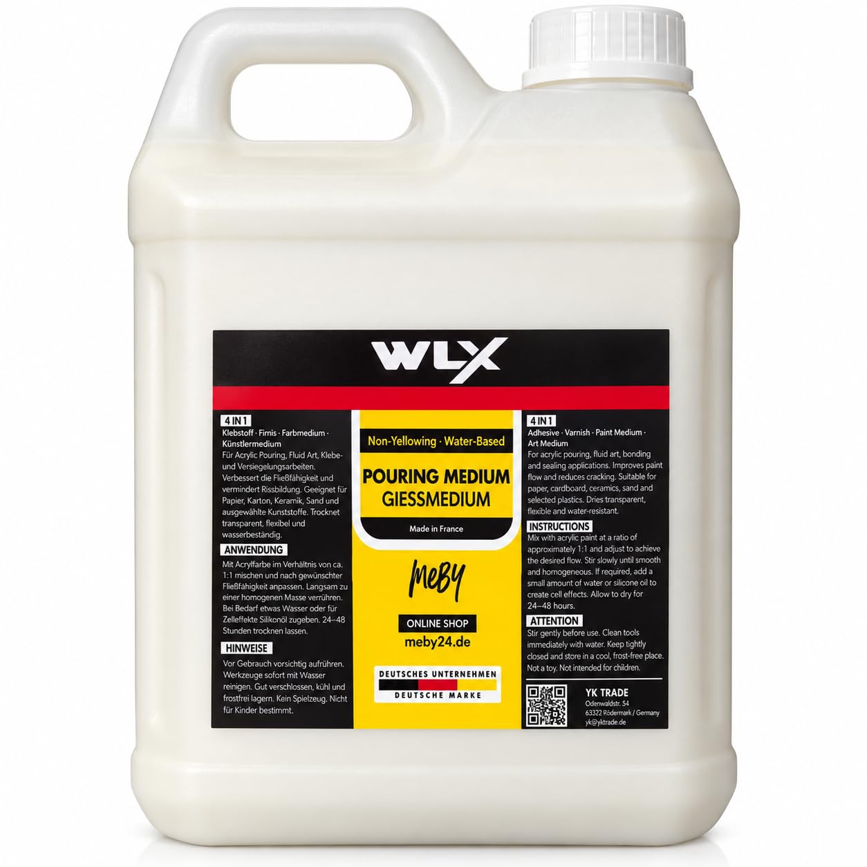 WLX Pouring Medium 4 en 1 pour peintures acryliques et Fluid Art - 5 l