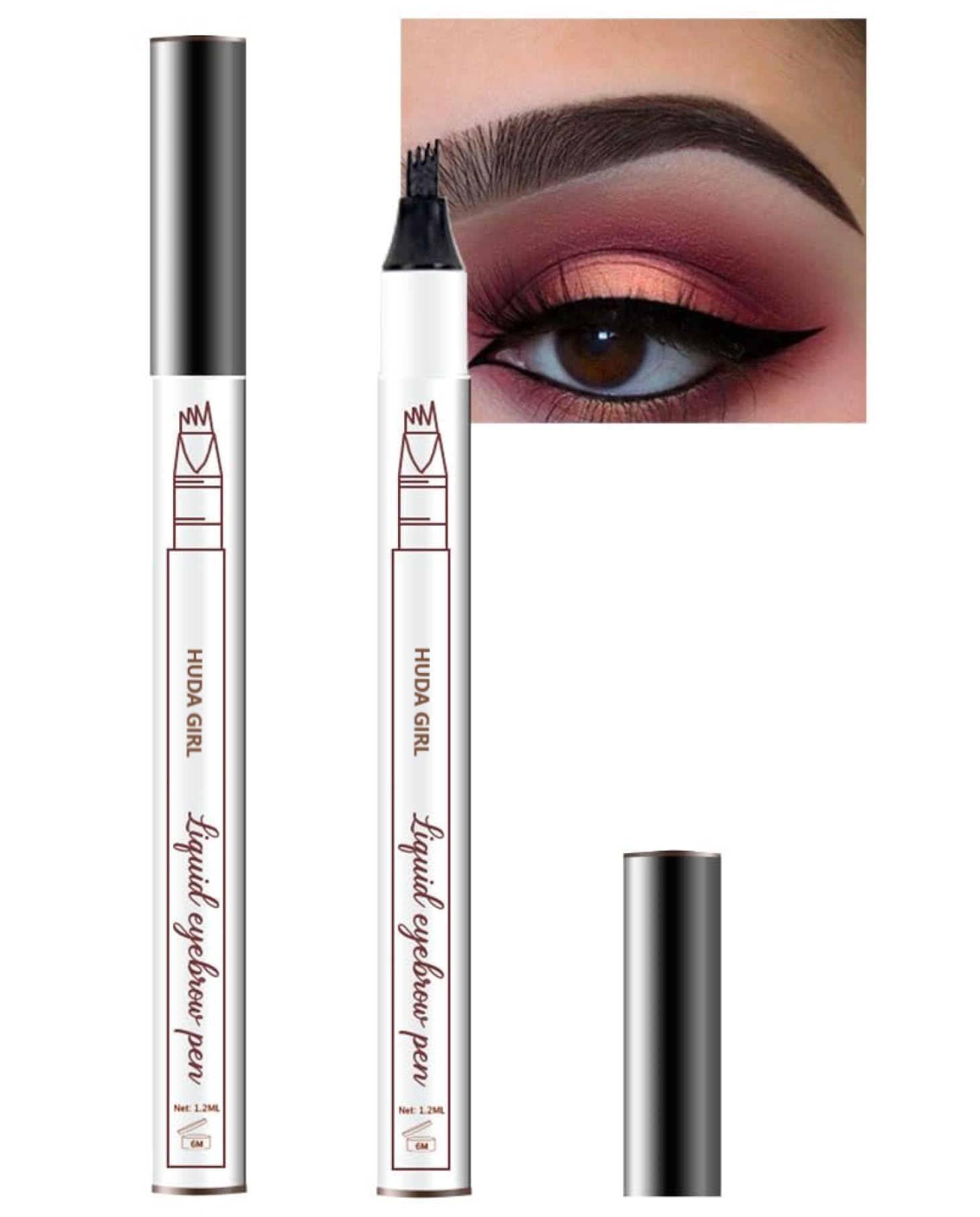 HUDA GIRLEyebrow Pencil Black - Microblading Eyebrow Pencil for Womens & Girls, Natural & Long-lasting Finish, Smudge Proof Eyebrow Definer Sketch Pen, Eyebrow Filler