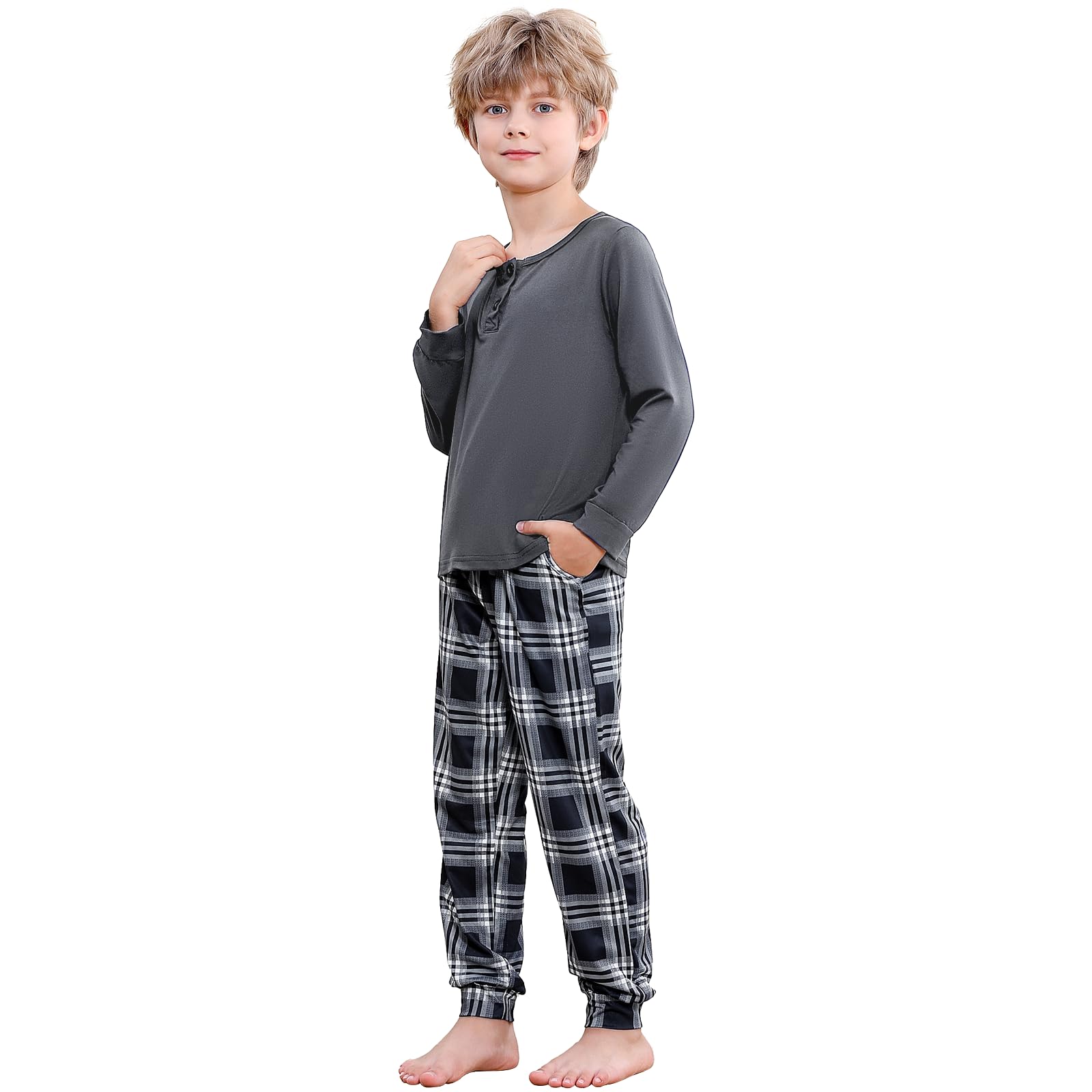 MoFiz Pyjama voor kinderen, zacht, tweedelig, shirt met lange mouwen en broek met zakken, herfst, winter, jongens, pyjamaset 6-18 jaar, Navy Blauw, 164-176 MoFiz Pyjama voor kinderen, zacht, tweedelig, shirt met lange mouwen en broek met zakken, herfst, winter, jongens, pyjamaset 6-18 jaar, Navy Blauw, 164-176