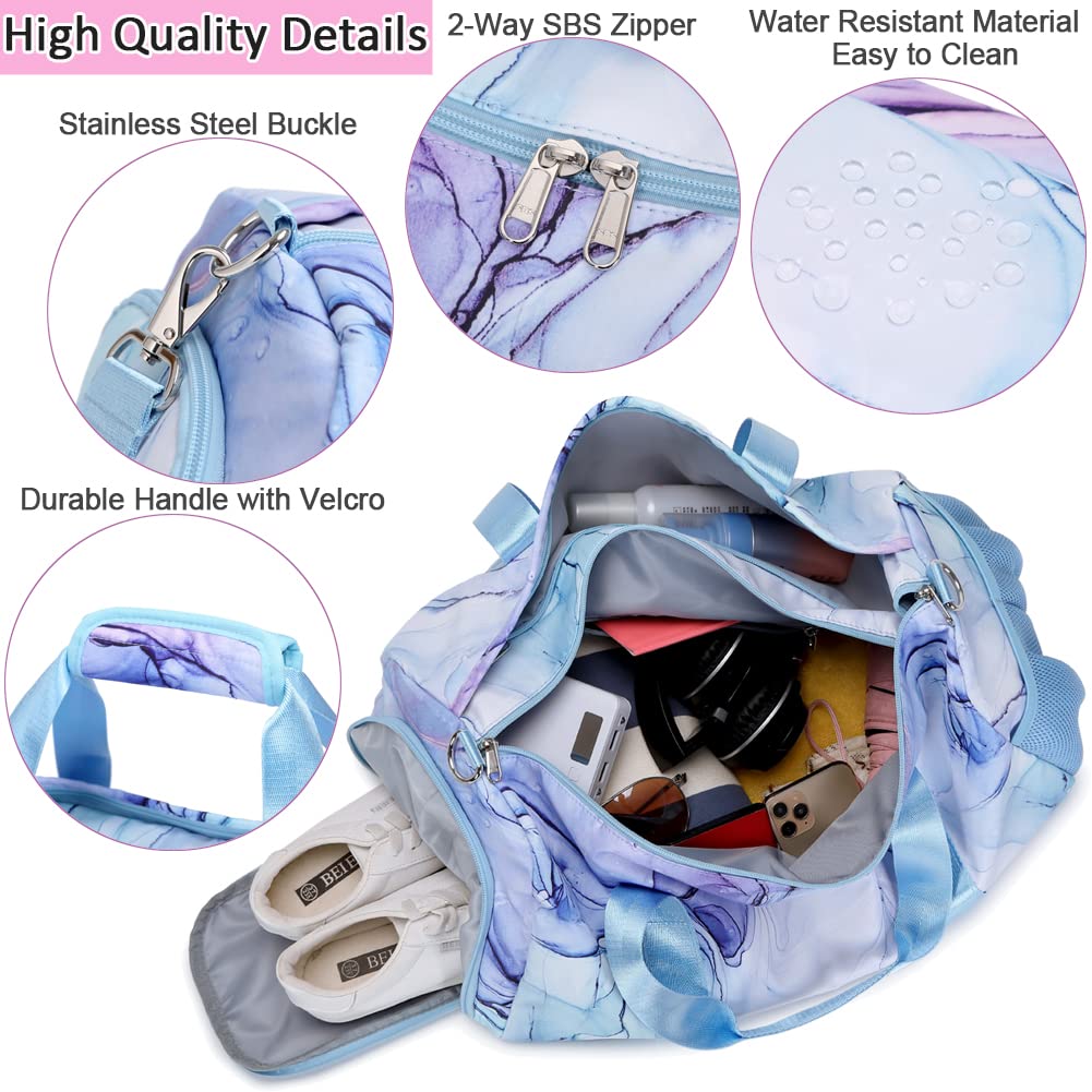 Kimwadalh Travel Duffle Bag Sports Bag Girl Teens Weekender Women Overnight Bag Sports Duffel Gymnastics Bag Womens Travel Bag with Waterproof Pocket and Shoes Compartment - Image 4