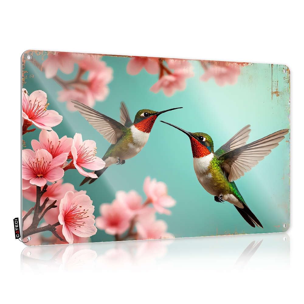 Sign Nostalgic Artwork Home Decor - Hummingbirds Feeding On Pink Flowers. Gift For Teacher Rustic Style Artwork For Campers(30X40CM)