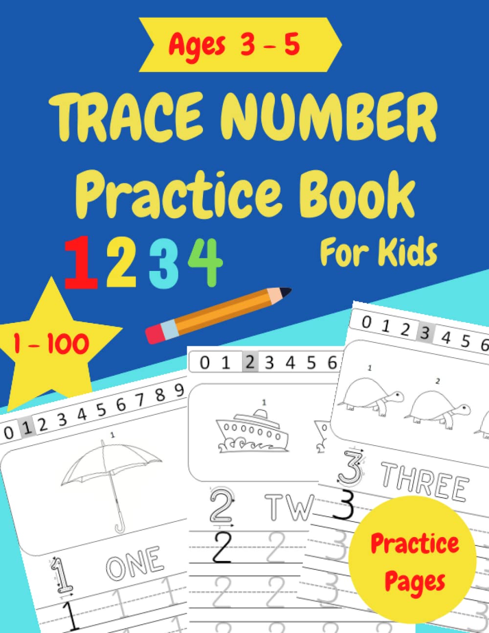 Trace Number Practice Book for Kids: Traceable Number Workbook for Preschoolers, Lined Paper for Kindergarten Writing, Learning to Write, Practicing Handwriting