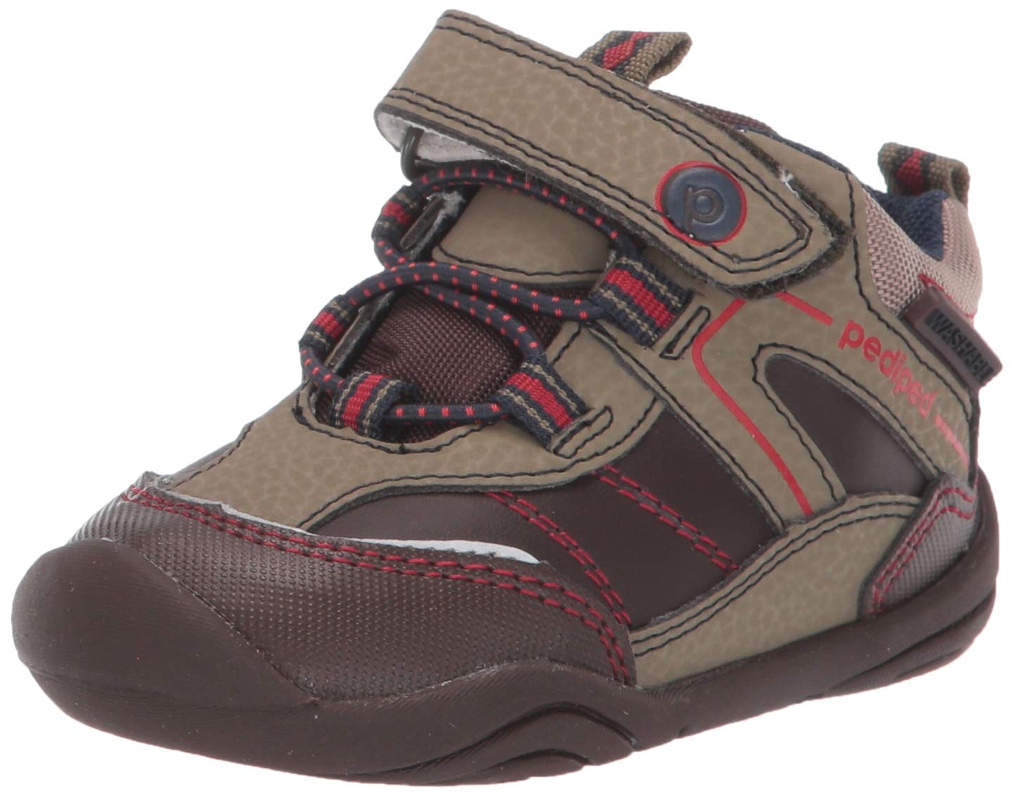 pediped Baby-Boy's Max First Walker Shoe, Mud, 20 Child EU Toddler (5 US)