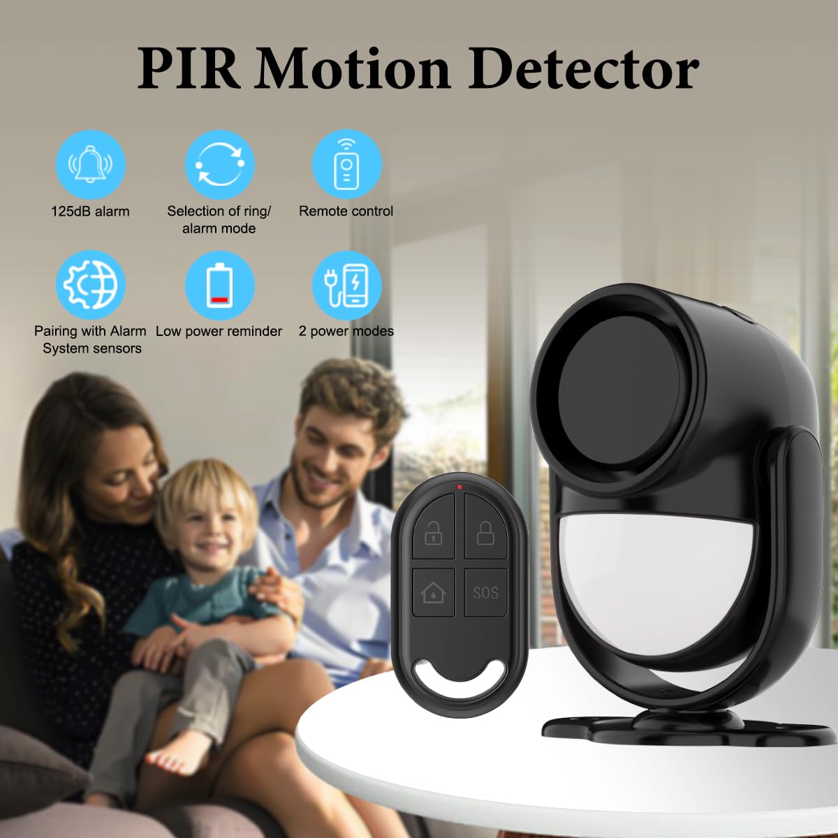 GALOOK Sirene Alarme Detecteur de Mouvement sans Fil Exterieur Interieur avec 2 TéLéCommande, Alarme antivol pour Maison, Piscine, Moto, Camping, Car, Porte, Garage, Voiture sans Fil, 125dB