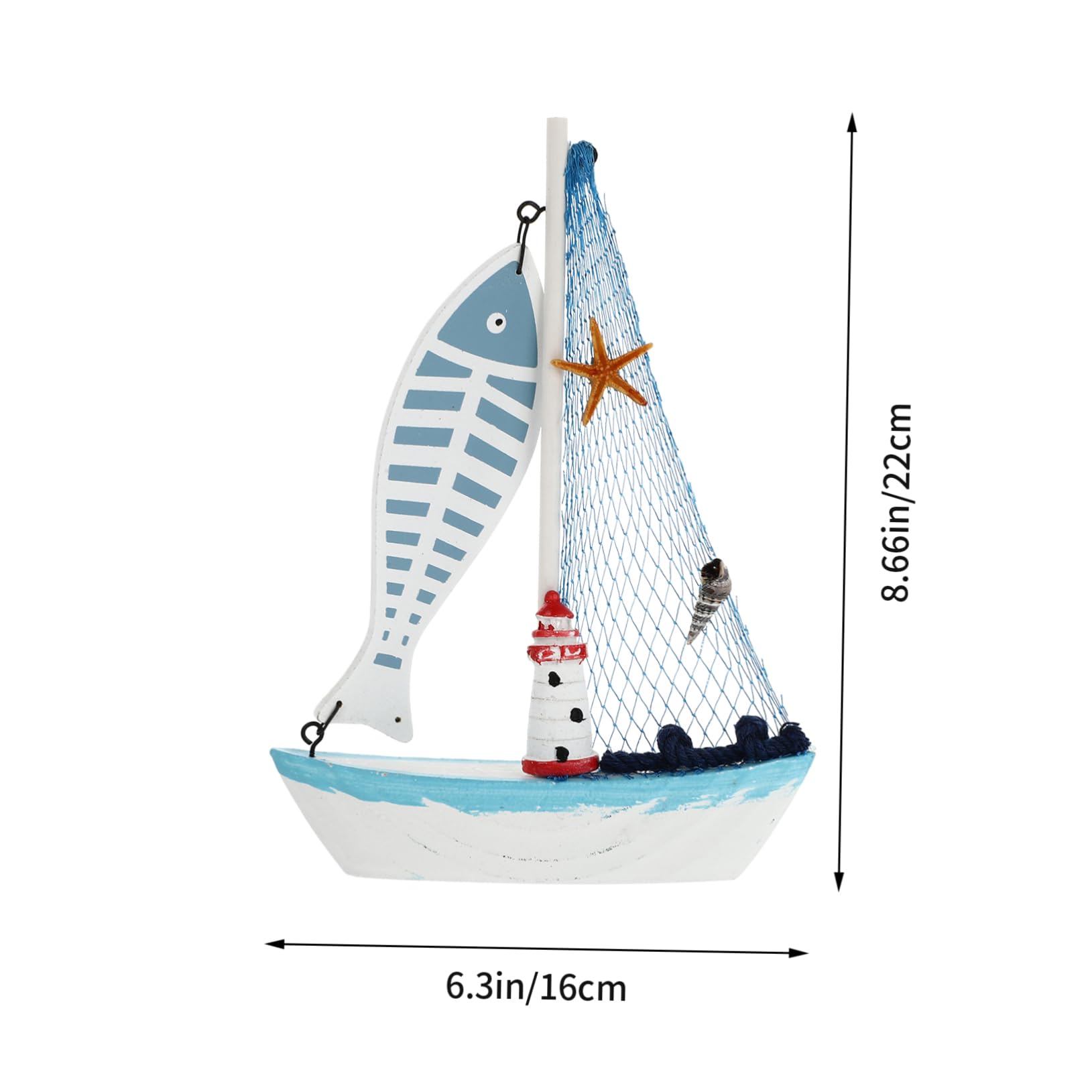 DOITOOL 1Pc Chic Mediterranean Ship Decor Fish Sailboat Model for Home Office Unique Nautical Tabletop Decoration Elegant Craft for Desk Showcase Creative Present Idea