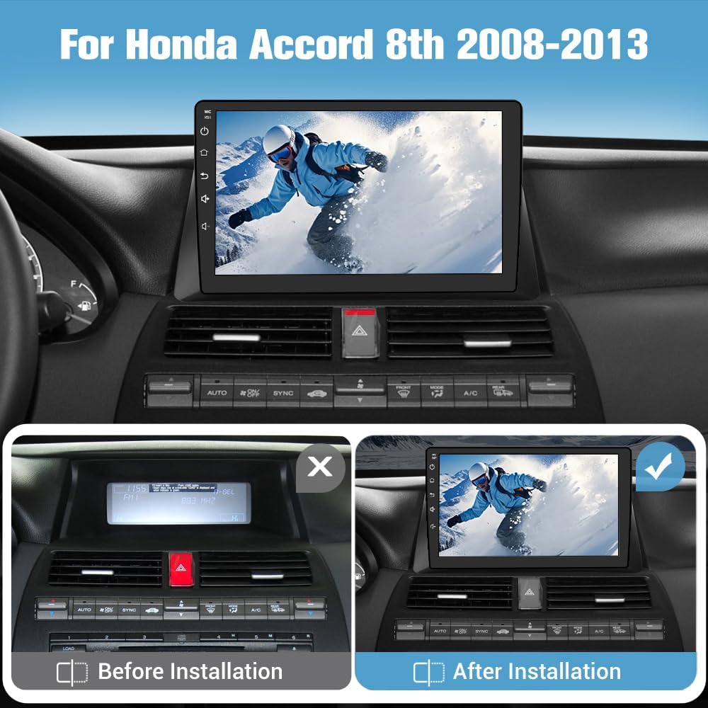 Junsun 5G WiFi Car Radio Stereo for Honda Accord 2008 2009 2010 2011 2012 2013,Wireless CarPlay/Android Auto,GPS DSP RDS,Upgrade Bluetooth 5.0 Rearview AM/FM Stereo 2GB RAM 32GB ROM