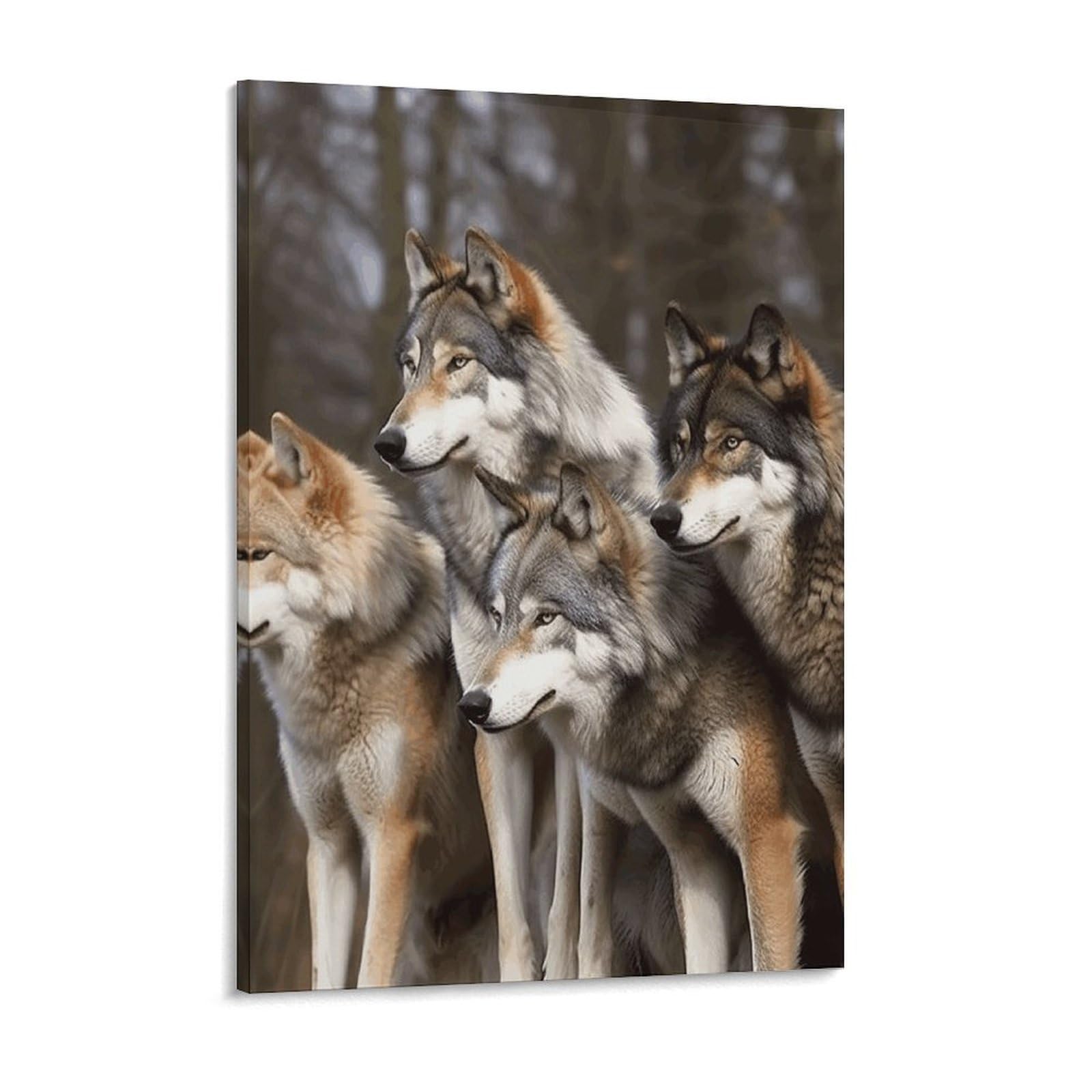Different Colored Wolves Canvas Wall Art for Bedroom 12x16inch Canvas Prints Artwork for Walls Modern Picture Artwork Painting for Living Room Aesthetic Wall Paintings for Bathroom Kitchen Of