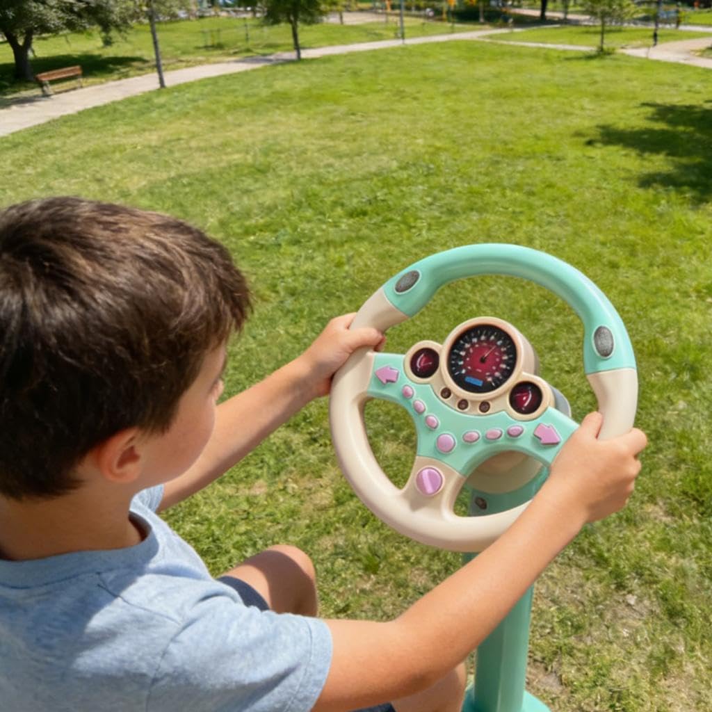 Simulazione Volante Giocattolo Volante per Bambini con Sensori di Movimento Funzione di Guida Simulata E Musica Adatto per Gioco di Ruolo Regalo, Rosa