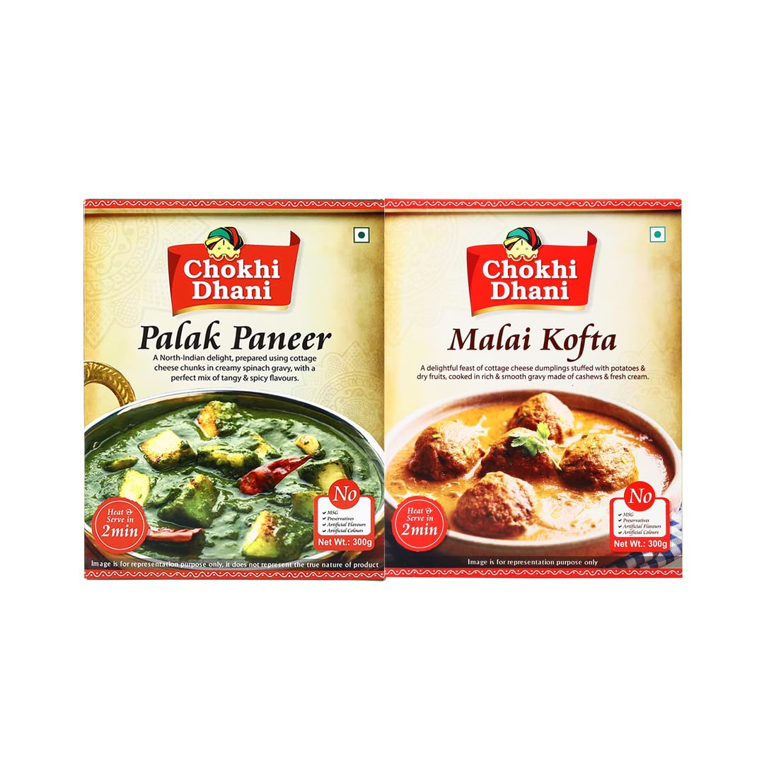 Chokhi Dhani Malai Kofta 300g and Palak Paneer 300g Combo Pack, Ready To Eat Meal|Diwali Gift Hampers| Gift Box (B0CRL24F2X) Amazon Price History, Amazon Price Tracker