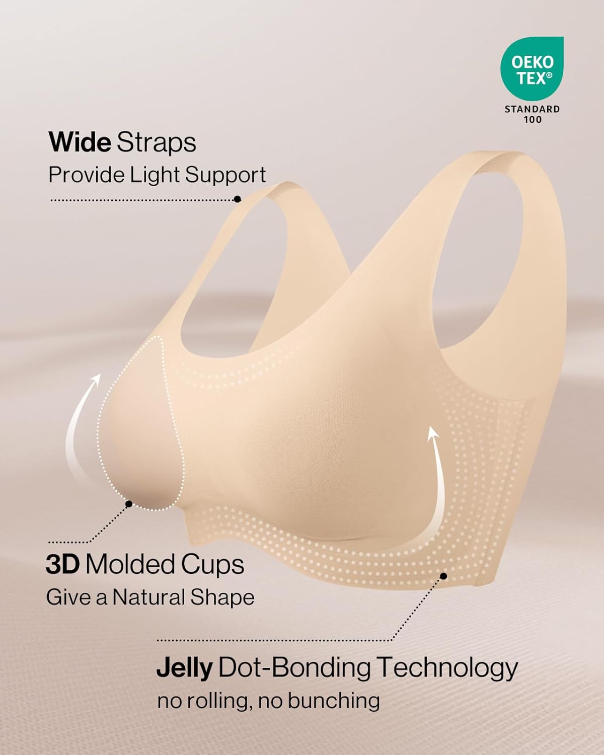 Ubras Seamless Bras for Women Light Support Wireless Bralette Comfortable Soft Smooth Pull On Bras - Image 3