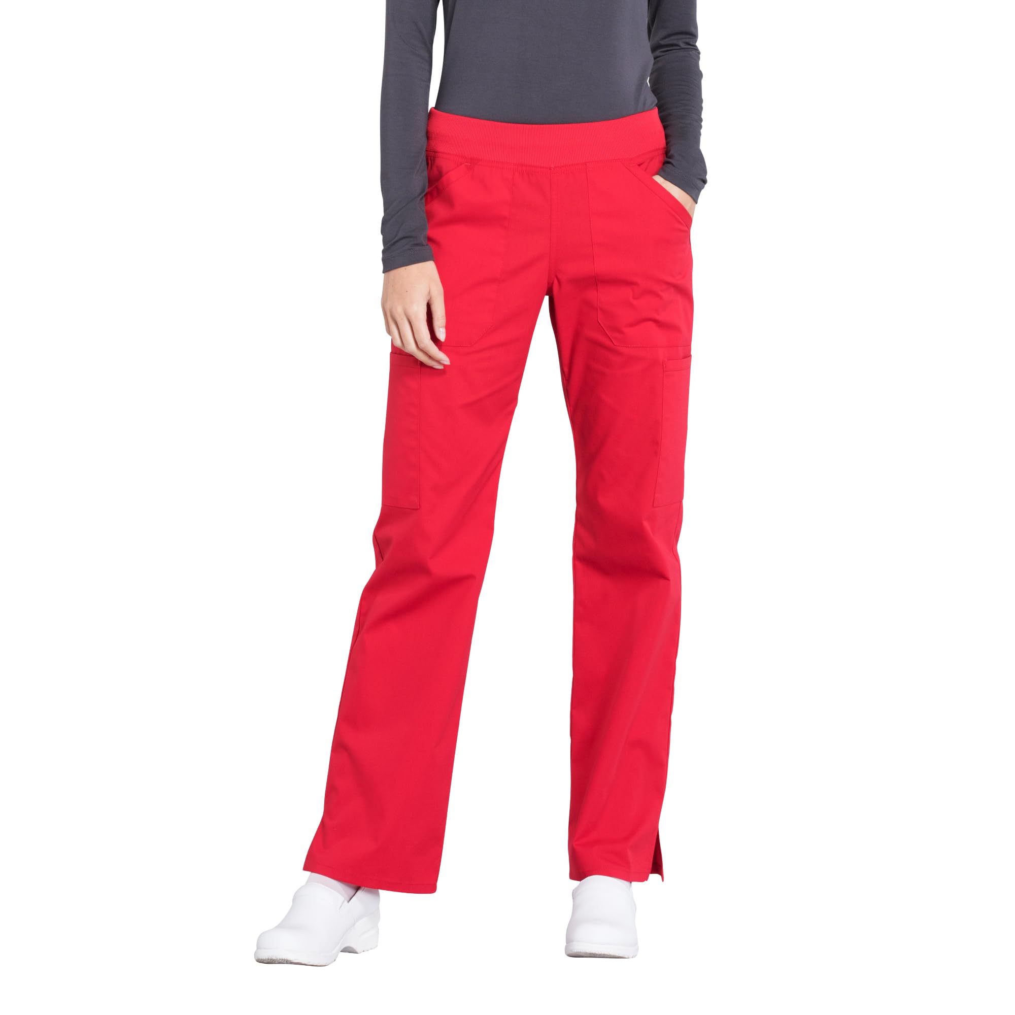 Cherokee Women's Scrub Pants Mid Rise Straight Leg Pull-on Cargo Pant with 6 Pockets & 2-Way Stretch Fabric - WW170