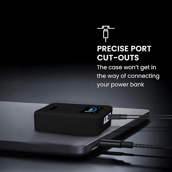kwmobile Estuche Compatible con Anker Prime Power Bank 26250mAh 300W Funda - Case Protector de Silicona para Power Bank - Protección Antigolpes para Batería Externa - Negro - 5