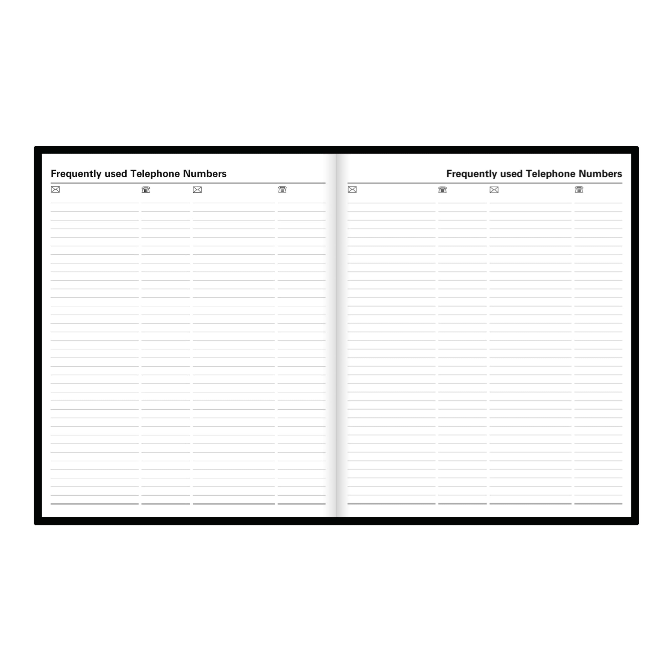 Letts of London - Agenda giornaliera standard 2025, lunghezza 26 cm, colore nero, materiale per ufficio e scuola