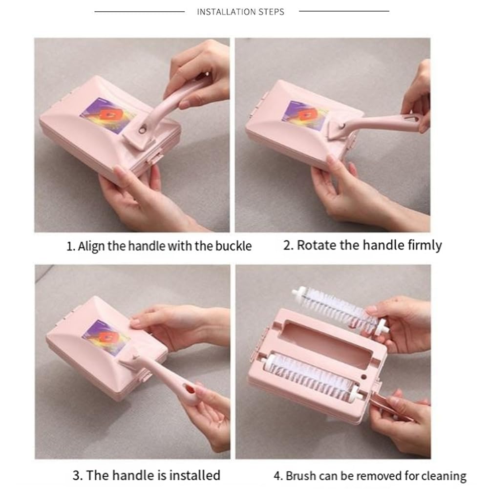 Srutueo 4 Pcs Carpet Crumbs Table Brush Handheld Double Roller Sweepers for Home Bedroom Office Carpet Debris