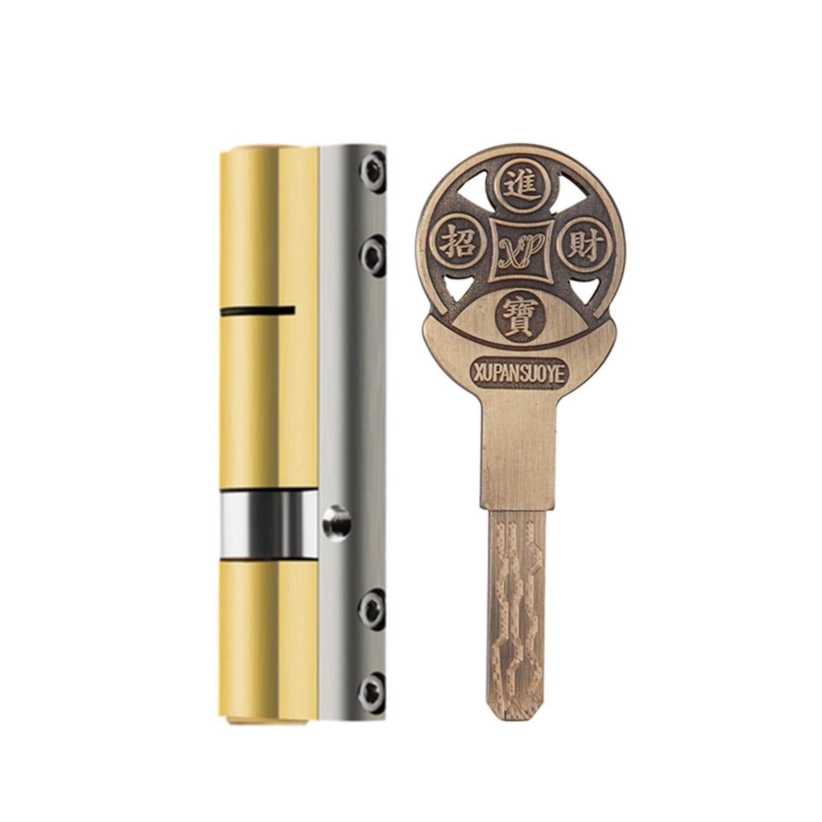 Noyau de serrure en cuivre double ouverture cylindre laiton 80mm asymétrique