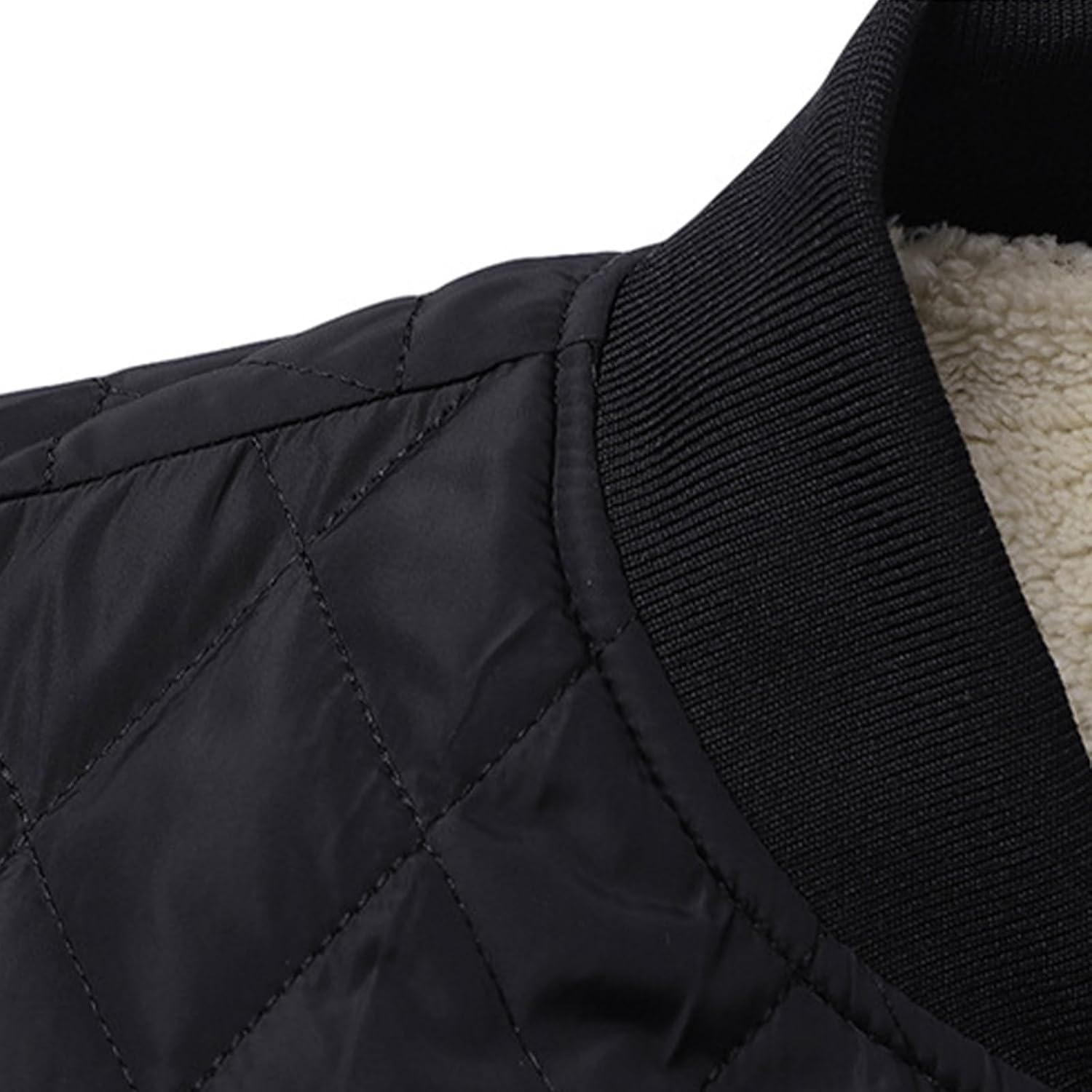 Men's Padded Jackets Winter Full Zipper Fleece Outwear Casual Windproof Bomber Varsity Coat, M-3XL