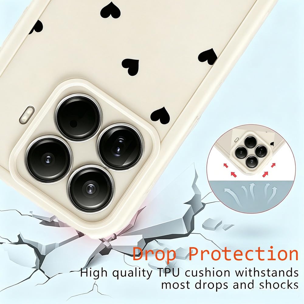 Etui na Xiaomi 17T Pro, Estetyczna Okładka z Wzorem Serca w Motywie Miłości, Silikonowa Ochrona dla Xiaomi Mi 17T Pro, Cienka, Antyrysunkowa, Odporna na Wstrząsy, Biała
