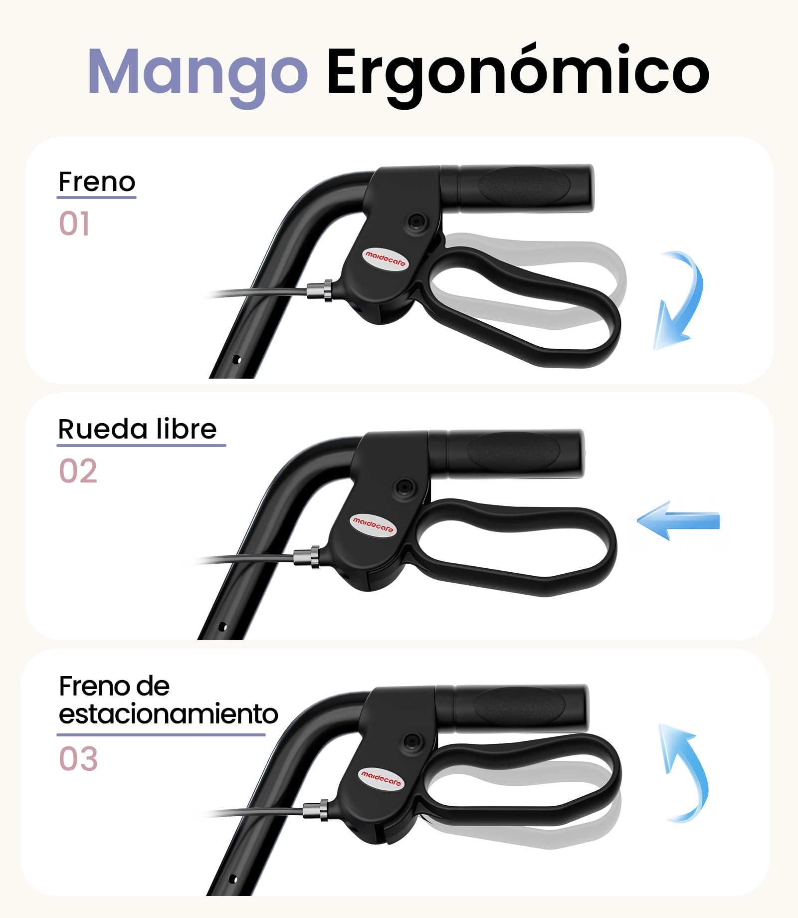Andador para Ancianos con Asiento Plegable, Manillar y Asiento Regulables en Altura, Caminadores para Mayores, Ayuda para Caminar Ligera con Freno, Ruedas 8" Todoterreno, Azul Zafiro