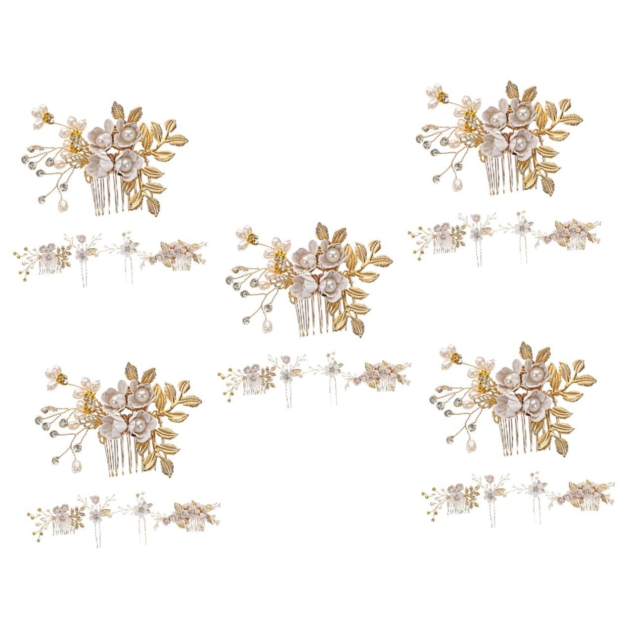 Healeved 5ensembles Épingles à Cheveux Perles Blanches Et Fleurs Accessoires Élégants Pour Mariage Et Cérémonies