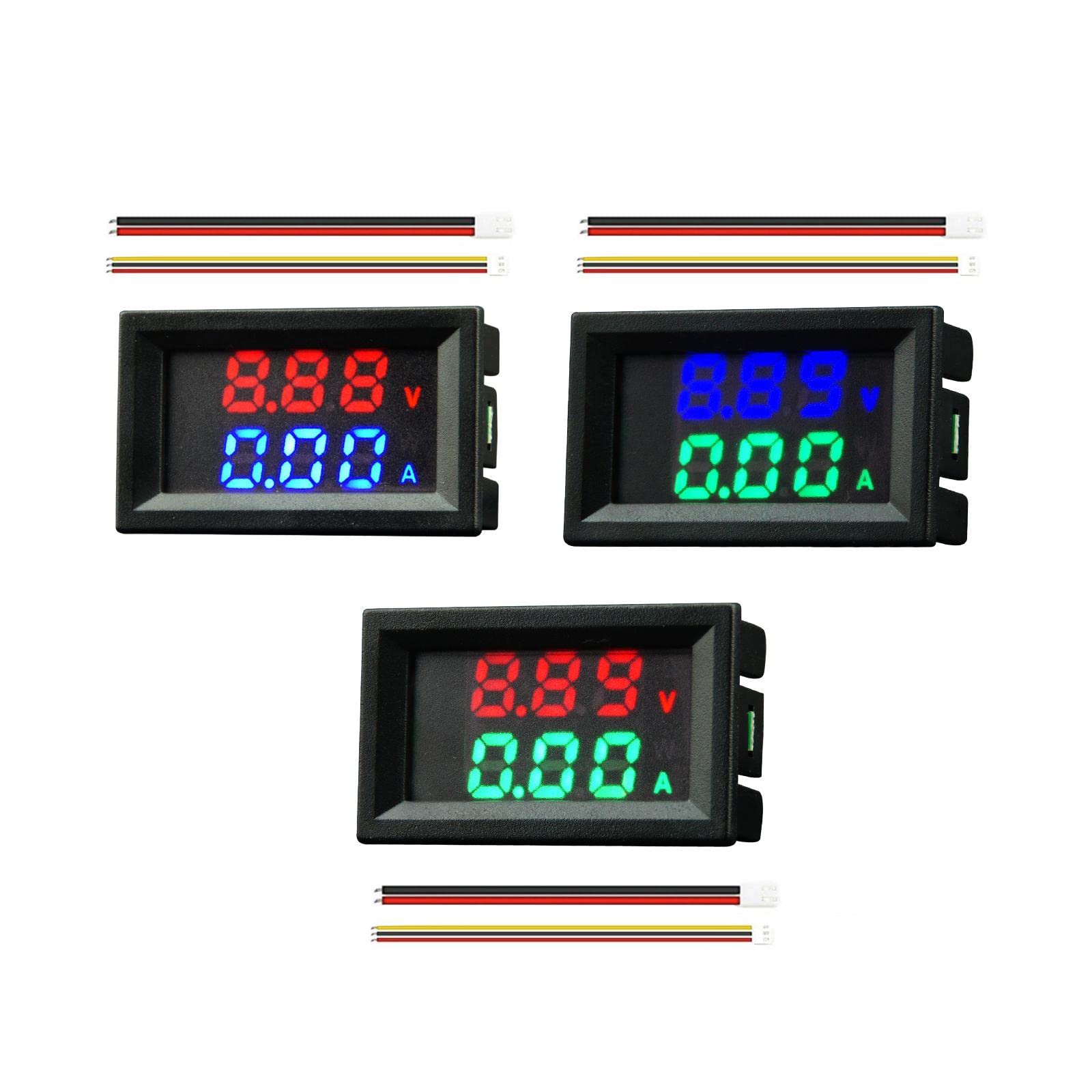 Digital Voltmeter Ammeter with Connect Wires Dual LED Display Panel 100V 10A Red Blue-image-40