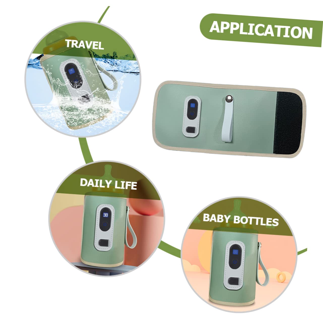 SUPVOX Insulated Bottle Warmer Portable Breastmilk Warmer Digital Display Reusable Bottle Heater for Travel Random Color