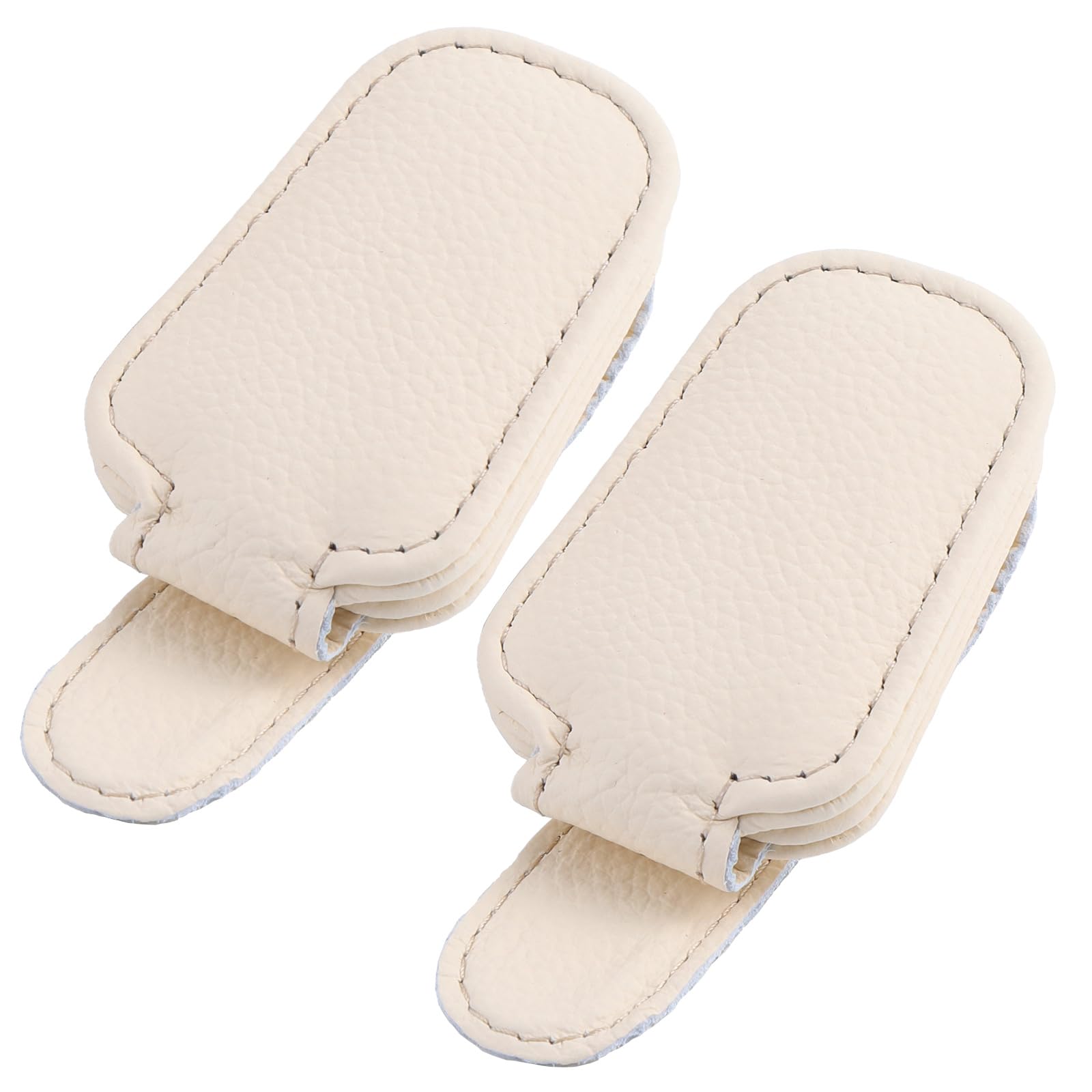 eROOSYPack of 2 Car Sun Visor Glasses Clip, Glasses Holder Car, Magnetic Leather Sunglasses Holder, Sun Visor Holder, Car Sun Visor (Beige)