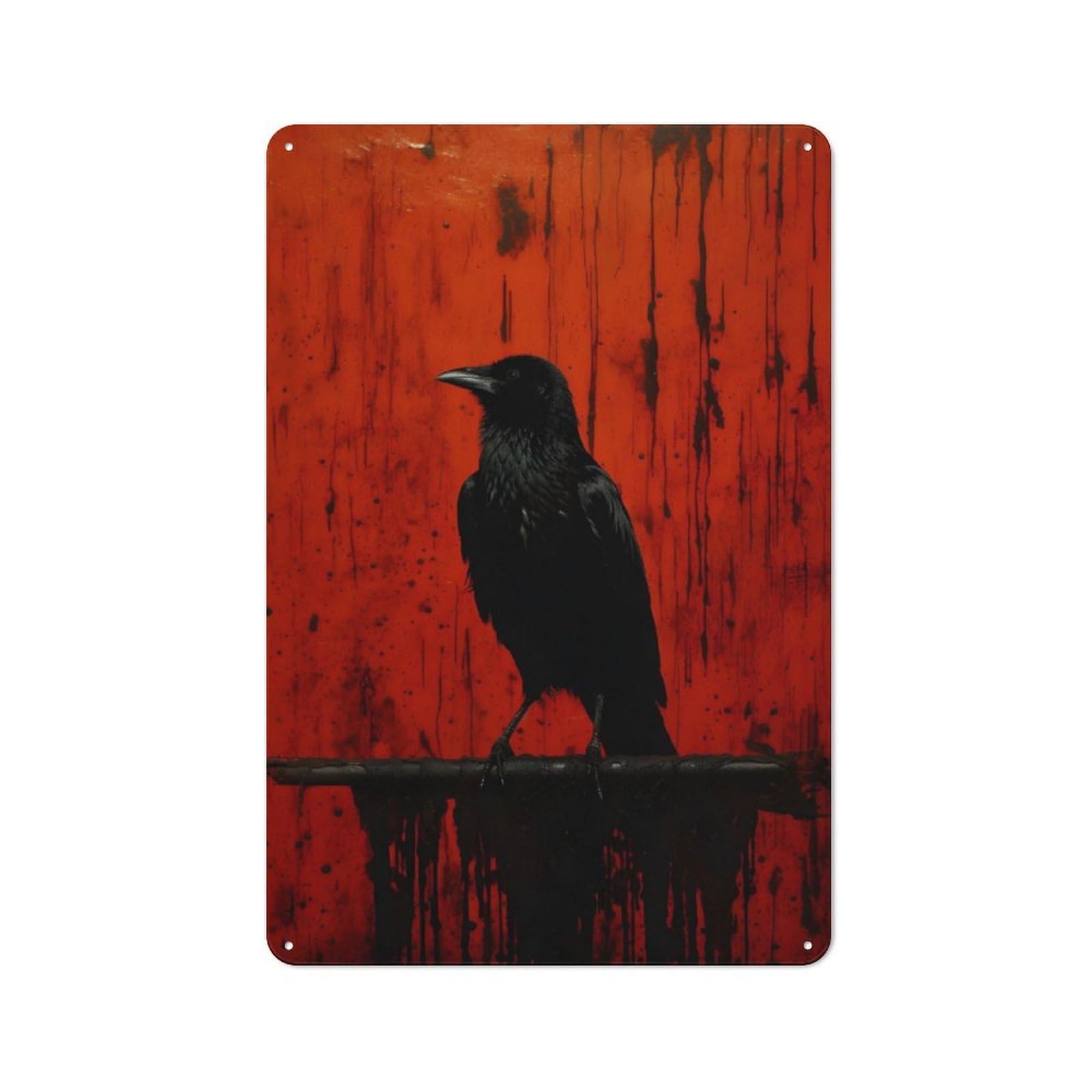 Junmoney Abstract Raven 30X20cm Retro Metal Sign With For Café Or Restaurant, For Collectors Decorating Cafés And Restaurants