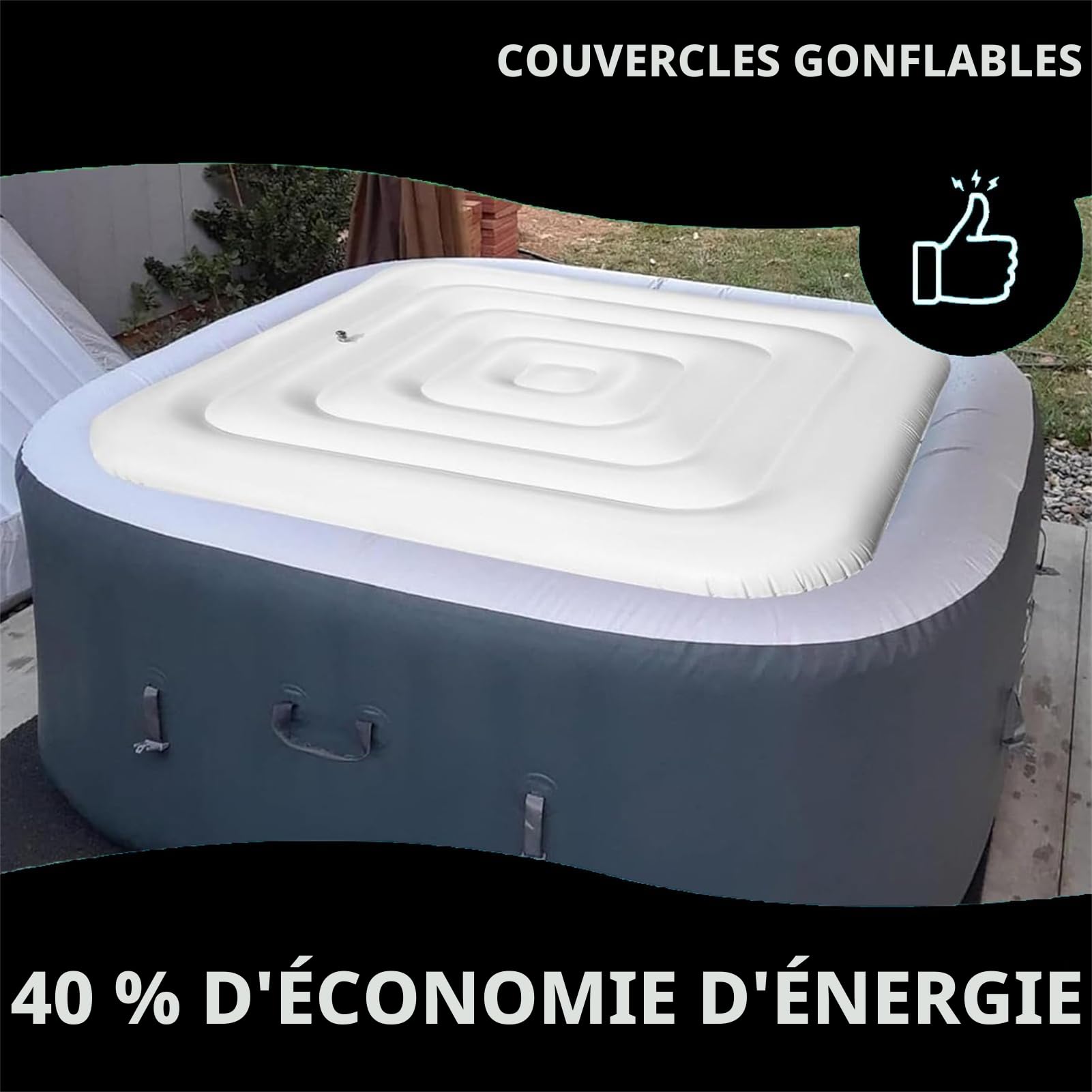 Housse Gonflable en PVC - Coupe-Vent et imperméable - Économie d'énergie - 145 cm/165 cm - Carré