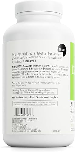 Miniatura 3 de DAVINCI Labs Aller-DMG Masticable - Apoyo para la salud inmunológica, ayuda de histamina y apoyo respiratorio* - Sabor a crema de naranja - 120