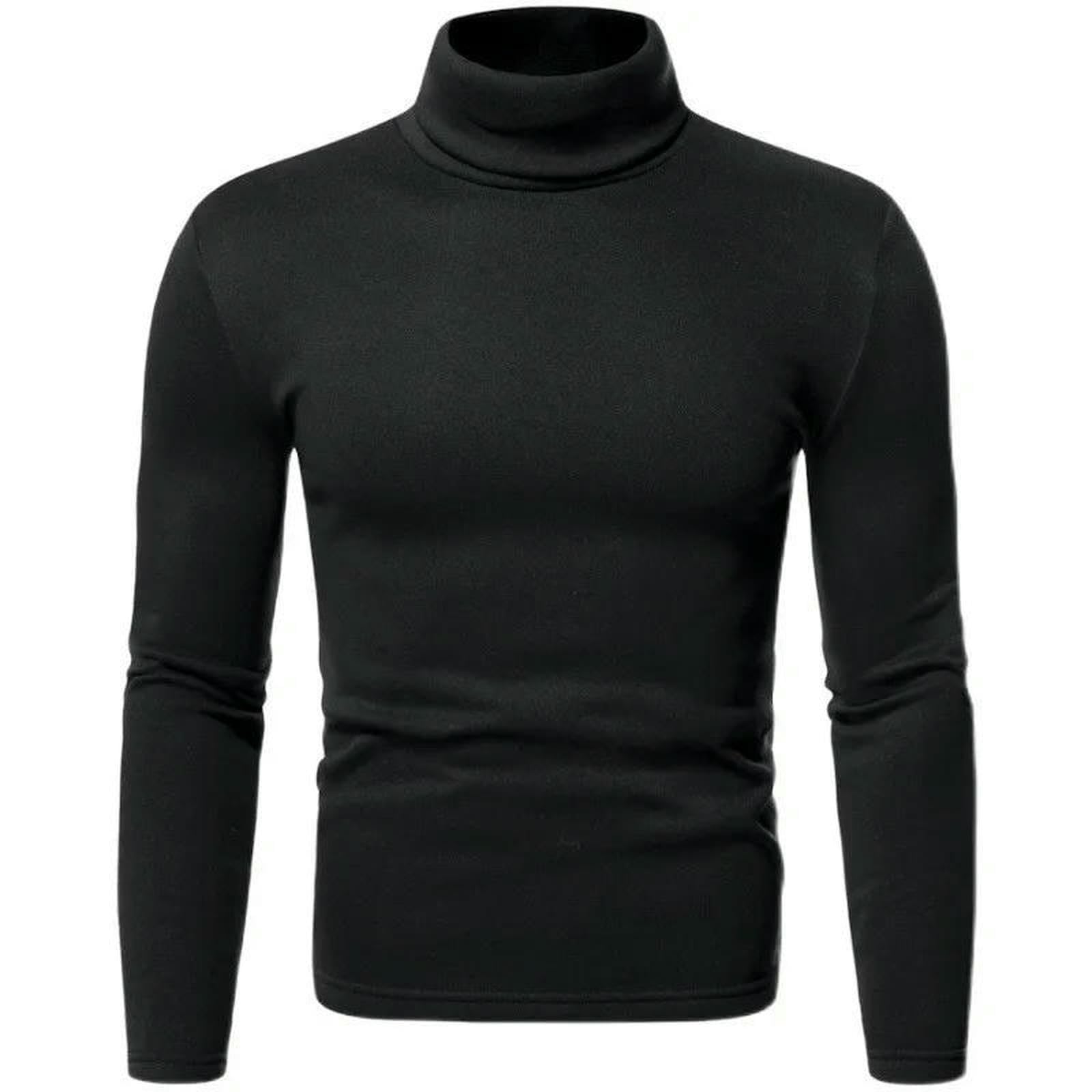 Męski sweter jesienno-zimowa modna bluza z kapturem męska polarowa bluza z wysokim dekoltem T-shirt dekoracyjna koszula bazowa bluza z kapturem-czarny-l-opakowanie 1