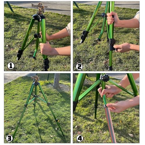 Biswing Impact Sprinkler Head on Tripod Base, Heavy Duty Lawn Sprinklers, 360 Degree Large Area Irrigation, Metal Sprinkler Nozzle & Solid Alloy Metal Extension Legs Flip Locks, 1 Pack by Biswing - Image 6