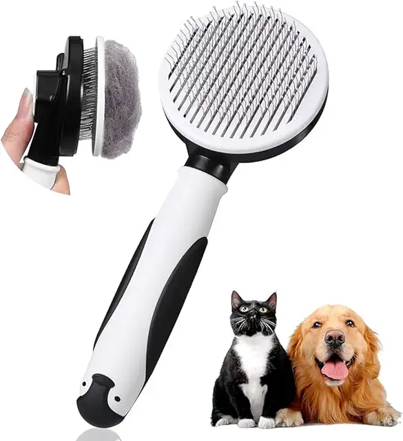 Brosse Autonettoyante pour Chats et Chiens - Élimination des Poils Morts en Un Clic