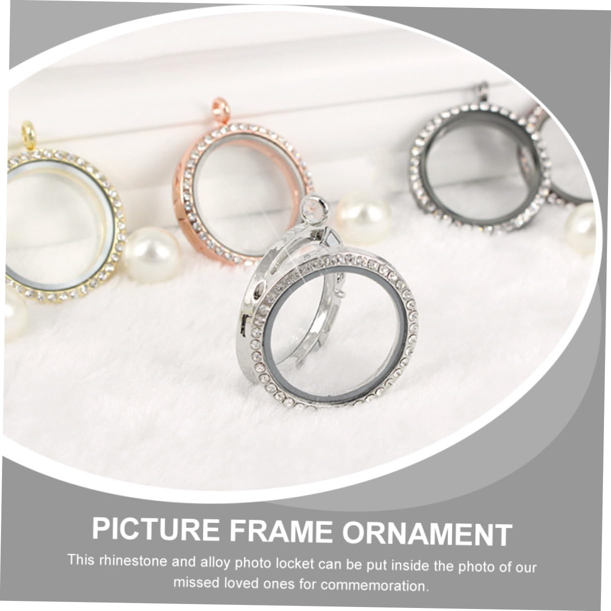 NUOBESTY 12 Pcs Diamant Photo Pendentif Strass Lunette Pendentif Plateaux Résine Cadre Photo Ornement Cadre Ouvert Lunette Anneau Cas Accessoires
