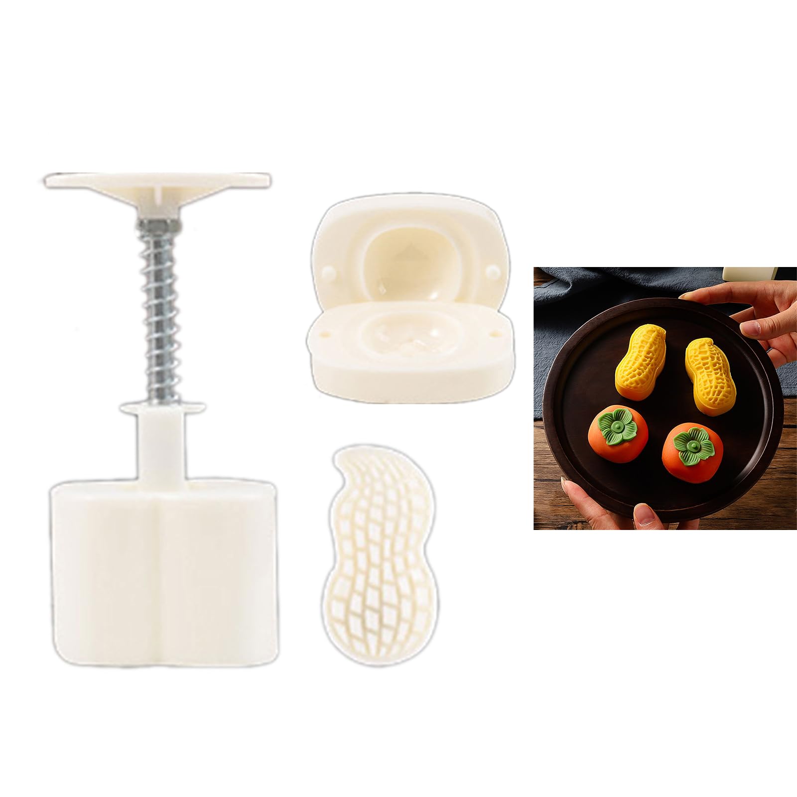 Peanut Persimmon Dessert Maker Mold MidAutumn Pastries Tool Cookie Dessert Cutter Hand Pressure Dessert Mold