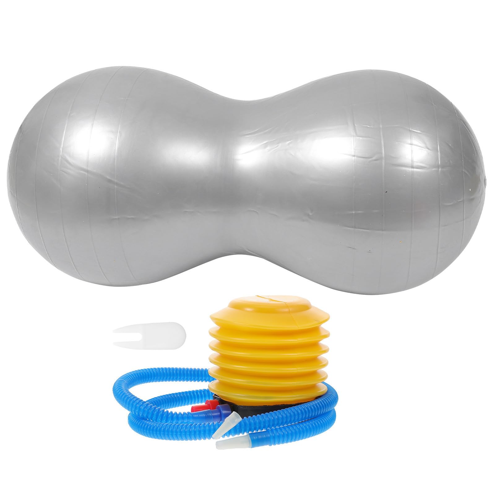 CHILDWEET Palla Yoga a Forma di Arachide Antiscoppio in Pvc, Set 1 | Argento, con Gonfiatore Incluso, per Massaggio e Body Building, Portatile e Sicura