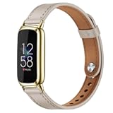 Elegant Slim Leather Bands Compatible for Fitbit Luxe Watch Band, Strap Wristband, Soft Bracelet Replacement for Fitbit Luxe Fitness and Wellness Tracker Women