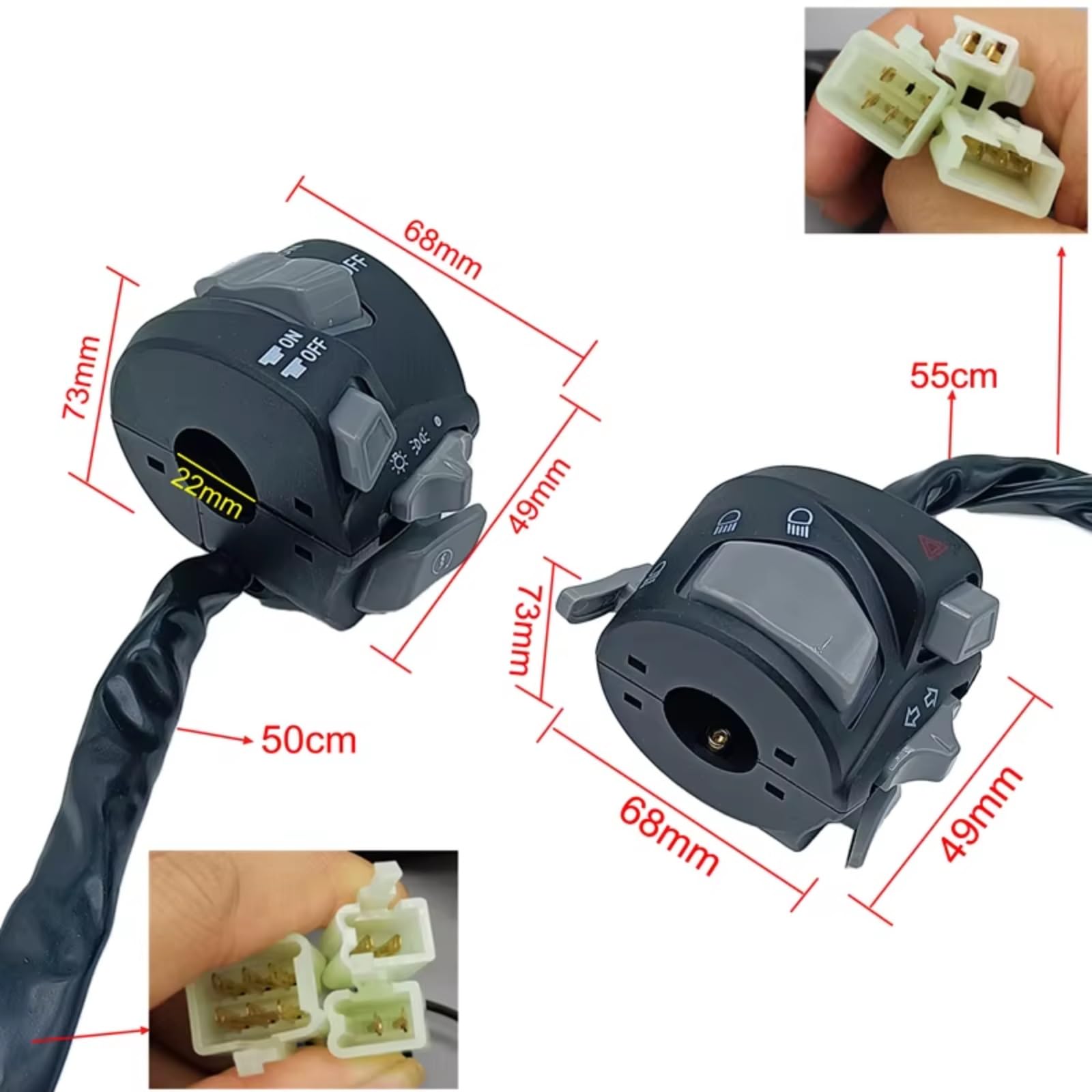 Interruptor señal moto Interruptor Para Manillar De Motocicleta 7/8" Universal Funciones De Faro Luz De Advertencia Intermitentes Claxon Arranque Parada De Emergencia.