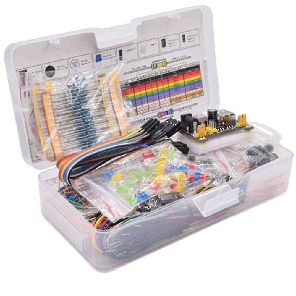 Kit di componenti elettronici con breadboard da 830 punti di connessione, cavo, resistore, condensatore, LED, potenziometro per Arduino R3 - Strumenti completi per migliorare la capacità di