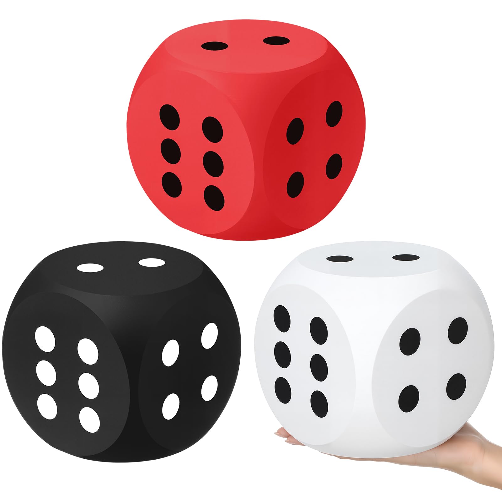 Halloscume 3 Pcs 6 Inches Large Casino Foam Dice Set Jumbo Soft Foam Dice for Family Educational Toys Board Game Night Giant Casino Themed Party Decoration Graduation Prom Birthday Party Supply