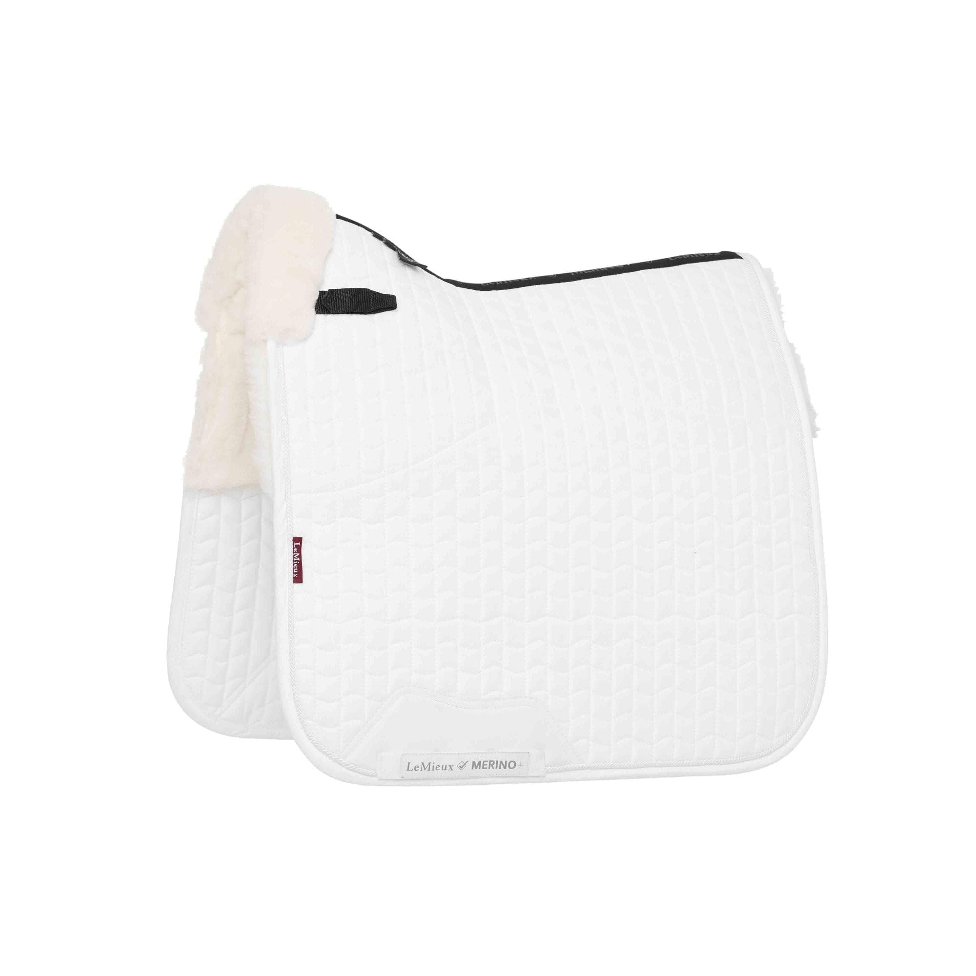 LeMieux Merino+ Half Lined Suede Dressage Square - White/White Large