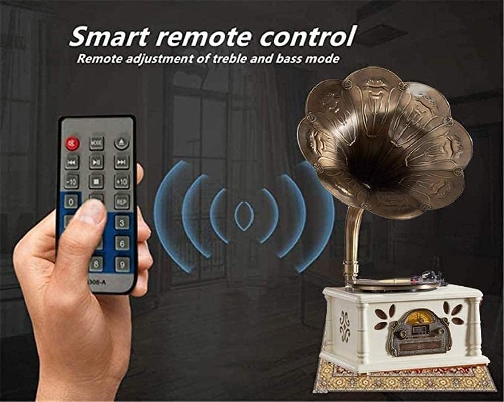 Giradischi in vinile, giradischi retrò con Bluetooth, radio FM, USB, altoparlanti stereo, tre velocità, telecomando per decorazione domestica