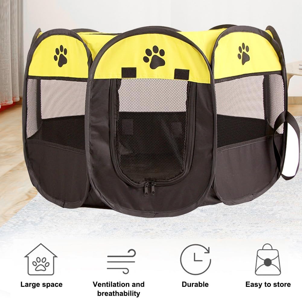 Parc pour Chiots - Pliable - pour Chiens - en Tissu Oxford - Étanche - pour l'intérieur ou l'extérieur - Fruit Vert