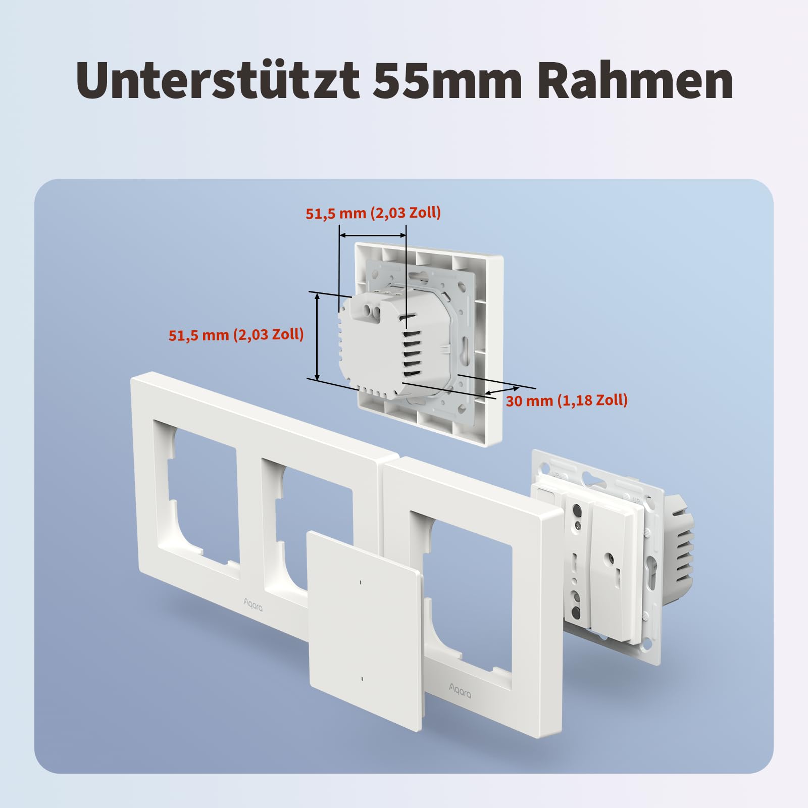Aqara Lichtschalter H2 EU (2-in-1 Neutral, 4 Tasten 2 Kanäle), Thread/Zigbee-Protokoll, Smarter Wandschalter, Unterstützt Apple Home, Alexa, Google Home und Home Assistant, Matter über Thread