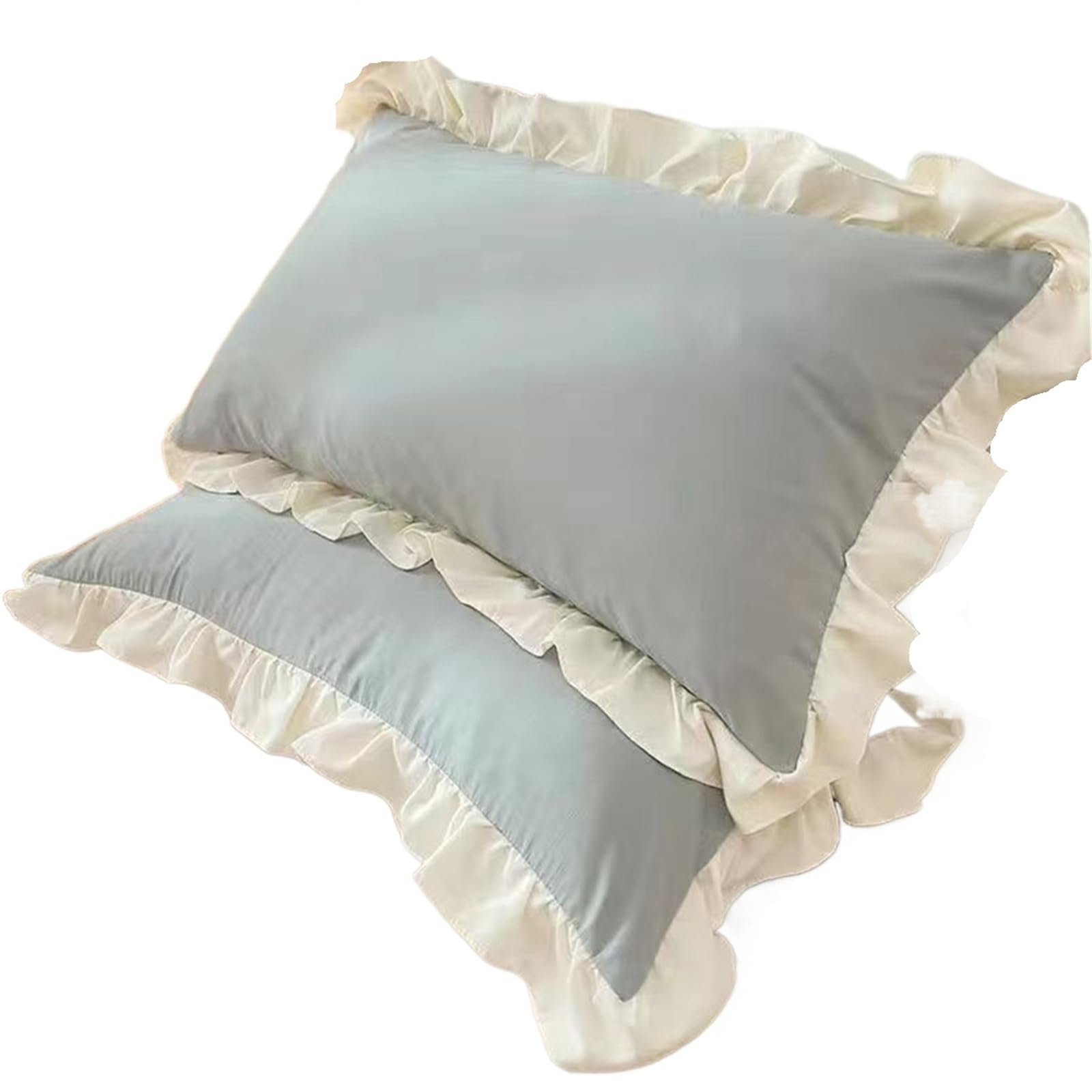 EVAWOIFN Pillow Cases Princess Pillowcases With Ruffles Multiple Sizes Pillow Cover Comfortable Case For Adults(Blue,2Pcs 30x50cm)