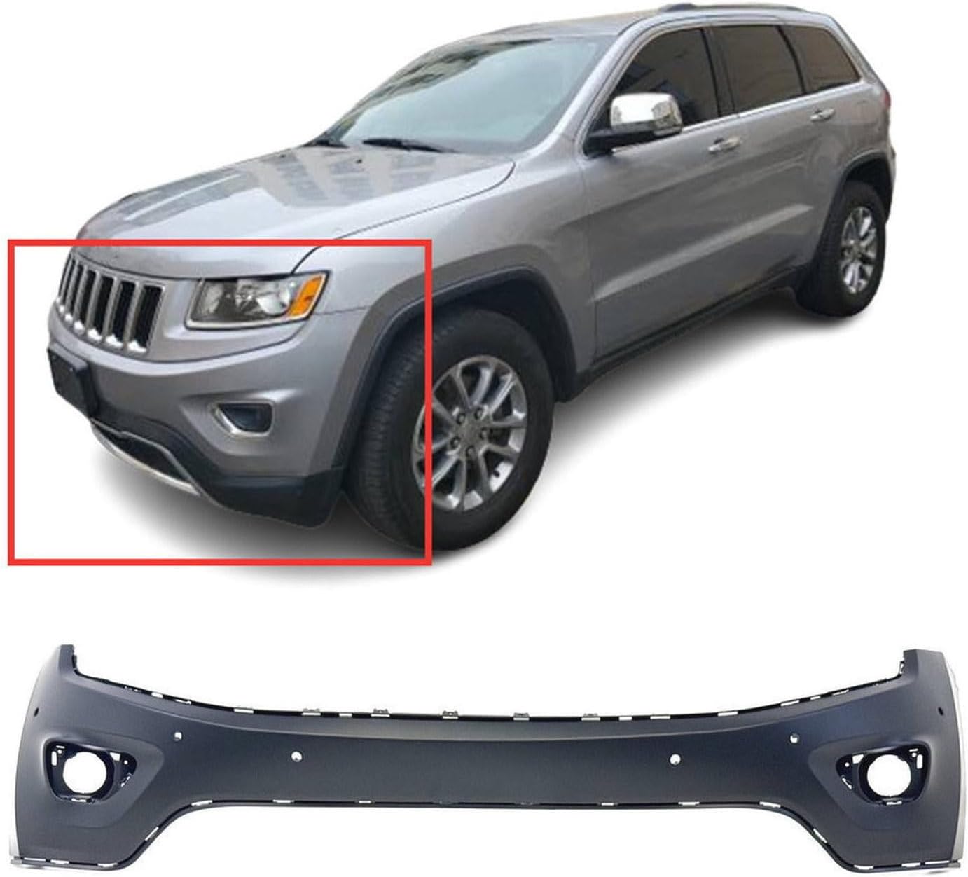 FitParts Compatible With Front Upper Bumper Cover 2014 2015 Jeep Grand Cherokee CH1014109 Laredo Limited Overland Summit Sport. Ready to paint. 68214172AA