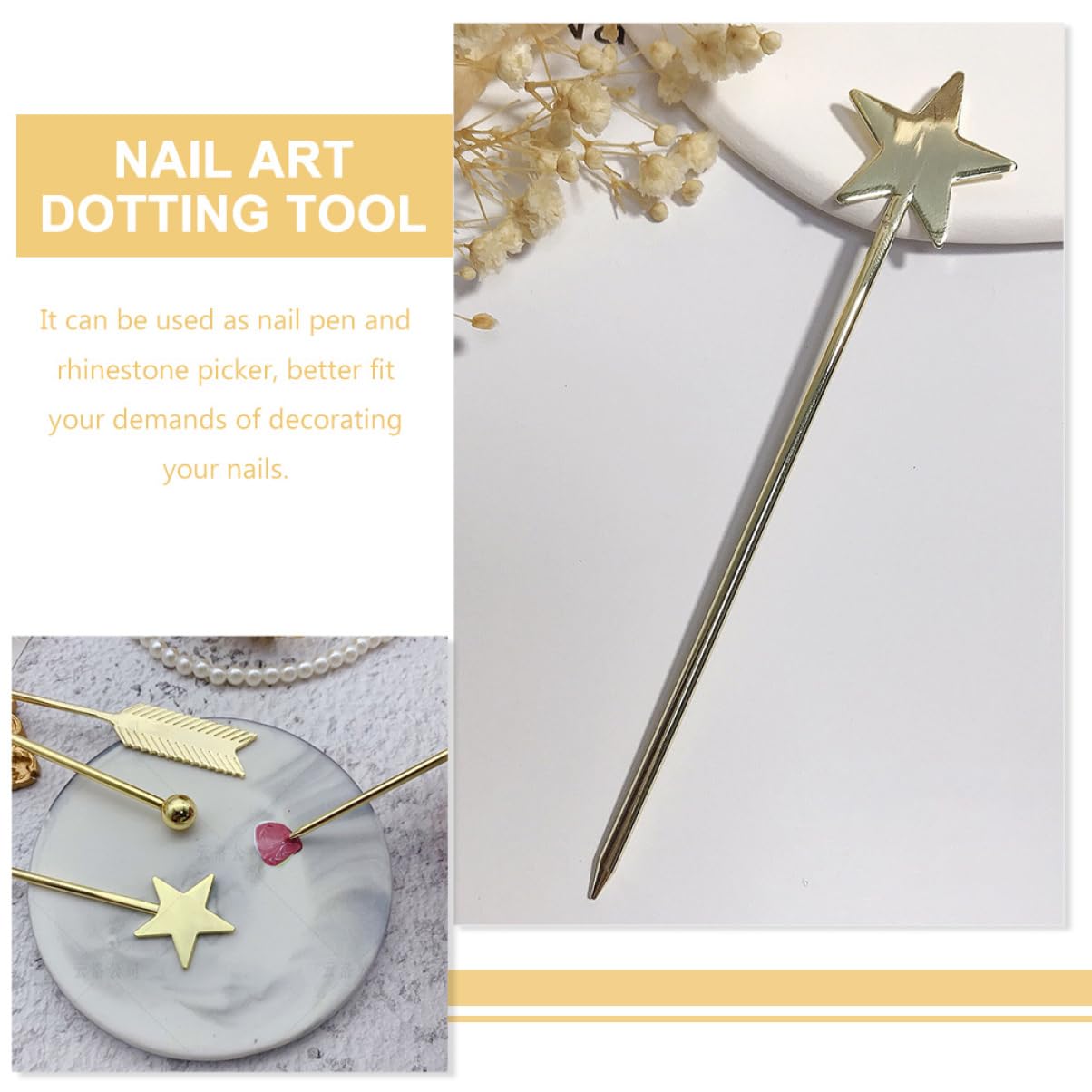 4pcs Long Nail Art Mixing Tools Metal Gel Stirring Rods for Manicure for Women Nail Art and DIY Decoration