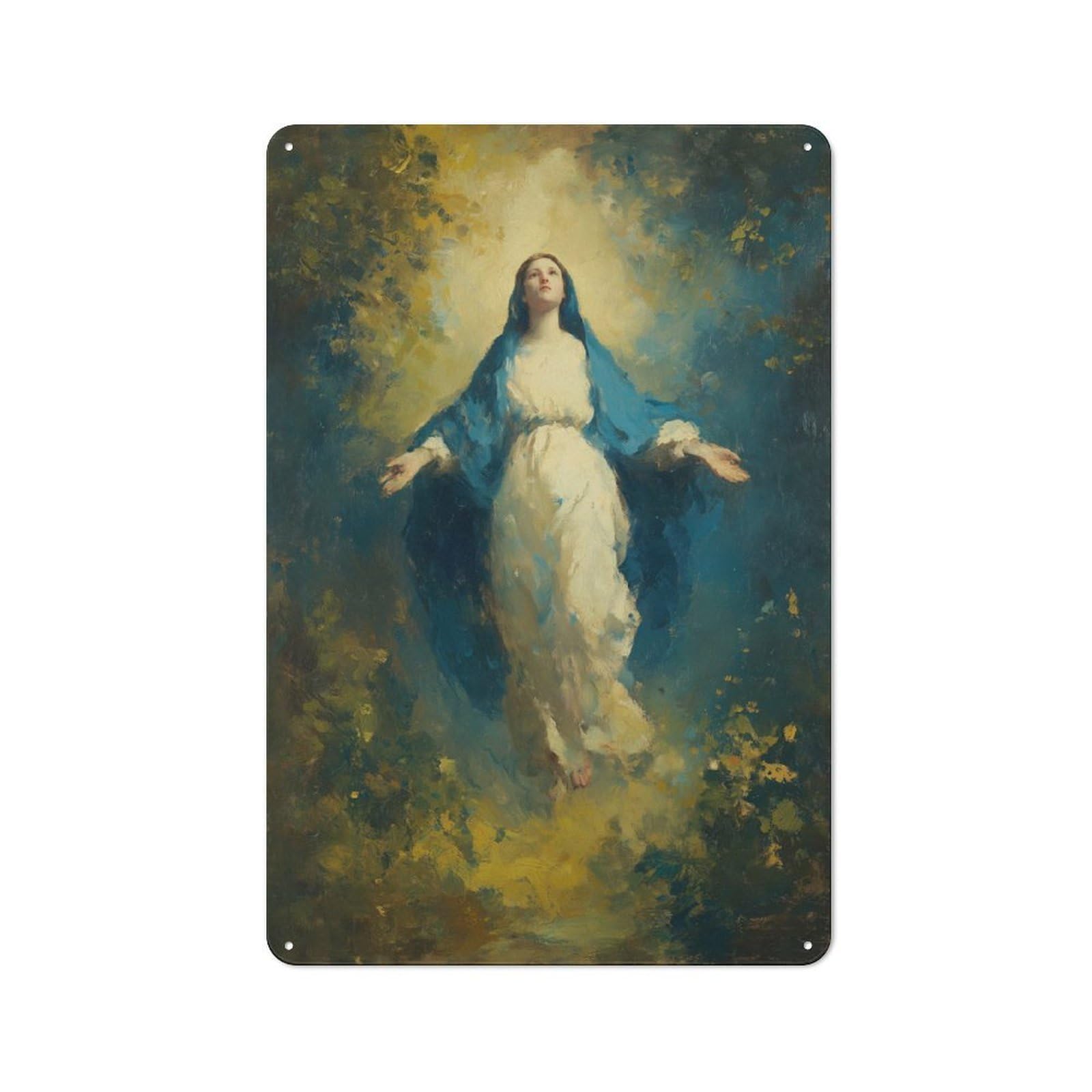 Junmoney Ascension Of Mary Painting Tin Wall Plaque 30X20cm With For Bar Or Restaurant, Housewarming Wall Decor For People Furnishing Bar And Restaurant