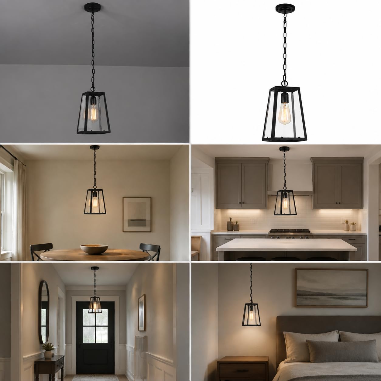 Lampa wisząca czarna z przezroczystym szklanym panelem